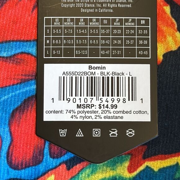 STANCE NWT MEN’S CREW HEIGHT COLORFUL BOMIN SIZE LARGE SOCKS - Picture 10 of 10